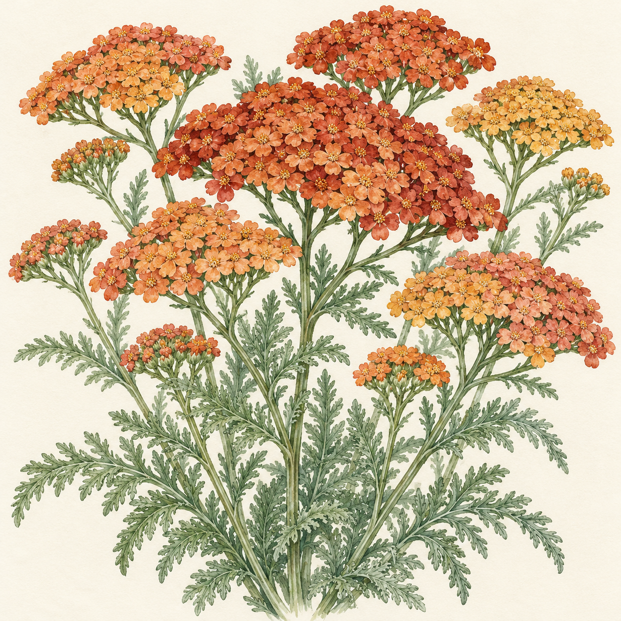 Watercolor illustration of terracotta yarrow